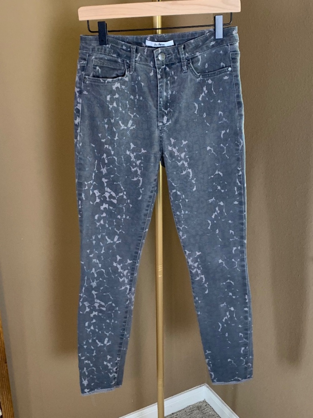 Sam Edelman The Stiletto High Rise Skinny Ankle Jeans Sahara Grey Leopard Small‎